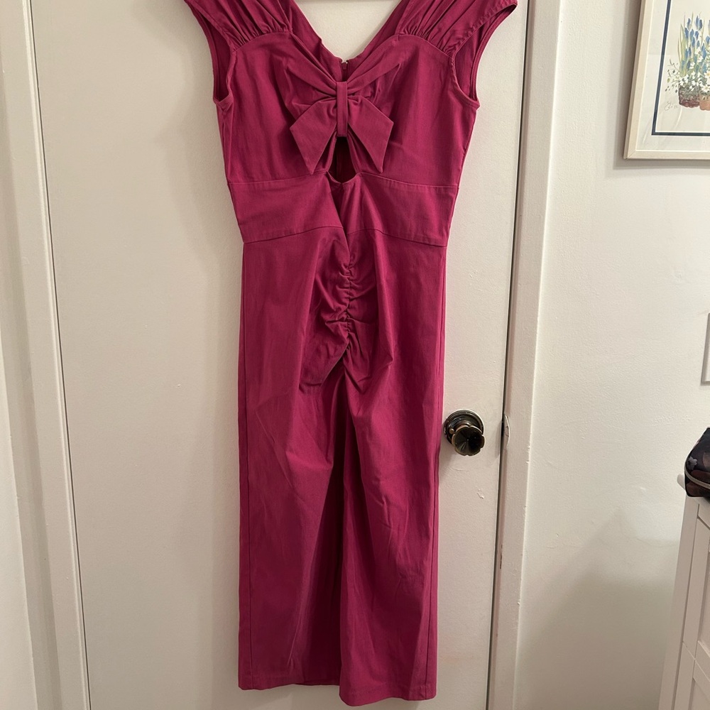 Stop Staring fuchsia V-Neck Cap Sleeve Cocktail Dress
